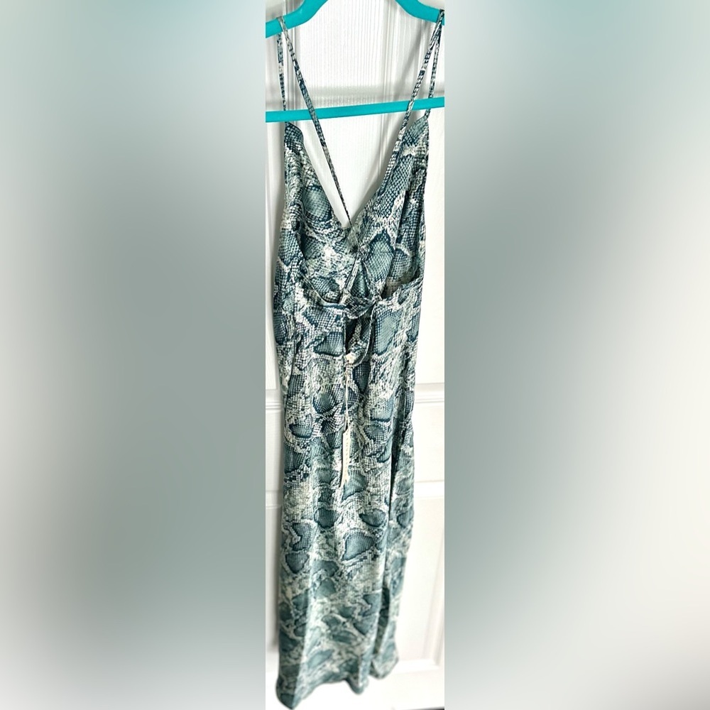 ‼️RARE‼️🎸LOVESTITCH🎸🔥NWT🔥Python Cowl Neck Midi Slip Dress in Green—S - Picture 9 of 14